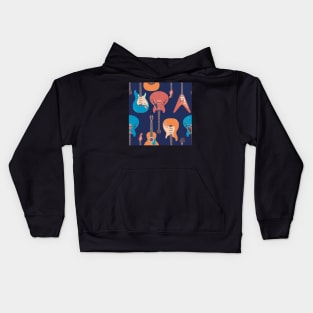 Guitar music pattern Kids Hoodie